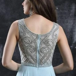 In Stock Nina Canacci 3123 Size 2 Long A Line Prom Dress Formal Sheer High Neck Embellished