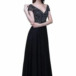 In Stock Nina Canacci 3128 Long A Line Cap Sleeve Formal Evening Dress Sheer Lace Size 4,8,10 Long Sleeve Dresses