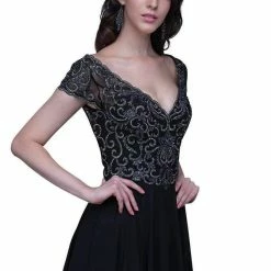 In Stock Nina Canacci 3128 Long A Line Cap Sleeve Formal Evening Dress Sheer Lace Size 4,8,10 Long Sleeve Dresses