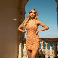 Backless Dresses Primavera Couture 3138 Beaded Sequins Homecoming Dress Cocktail Dress Backless