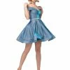 Glass Slipper Formals Long Prom Dresses DQ 3147 Short Off The Shoulder Shimmer Formal Cocktail Dress Flare Pockets Flare