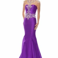 In Stock Precious Formals 70204 Purple Size 2 Mermaid Gown Pageant Prom Dress Long