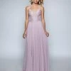 In Stock Nina Canacci 3153 Mauve Size 4 Long Flowy Prom Dress Lace Bodice Mother Of Dress