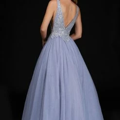 Discontinued Nina Canacci 3161 Lace Applique V Neck Tulle Ballgown Prom Dress Formal Gown