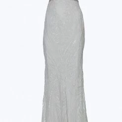 Jovani 3180 Sequin Prom Dress Plunging Neckline Feathers Sheer Bodice Embellished Belt Backless Dresses