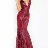 Jovani 3186 Long Sequin Embellished Prom Pageant Dress V Neck Train Mermaid