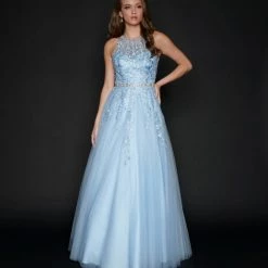 In Stock Nina Canacci 3188 Size 2 Long Lace A Line Ballgown Prom Dress Pageant Gown High Neck Formal