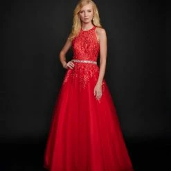 In Stock Nina Canacci 3188 Size 2 Long Lace A Line Ballgown Prom Dress Pageant Gown High Neck Formal