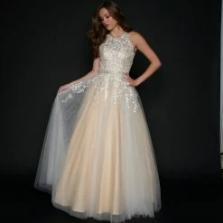 In Stock Nina Canacci 3188 Size 2 Long Lace A Line Ballgown Prom Dress Pageant Gown High Neck Formal