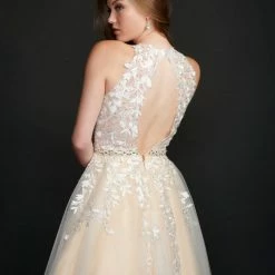 Ballgown Dresses Nina Canacci 3188 Long Lace A Line Ballgown Prom Dress Pageant Gown High Neck Formal