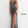 Jovani 3208 Sheer Plunging Neckline Embellished Prom Dress Pageant Gown High Slit