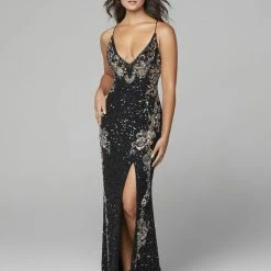 In Stock Backless Dresses Primavera Couture 3211 Size 6 Sequin Prom Dress Pageant Gown Evening Formal Wear Side Slit