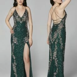 In Stock Backless Dresses Primavera Couture 3211 Size 6 Sequin Prom Dress Pageant Gown Evening Formal Wear Side Slit