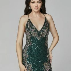 In Stock Backless Dresses Primavera Couture 3211 Size 6 Sequin Prom Dress Pageant Gown Evening Formal Wear Side Slit