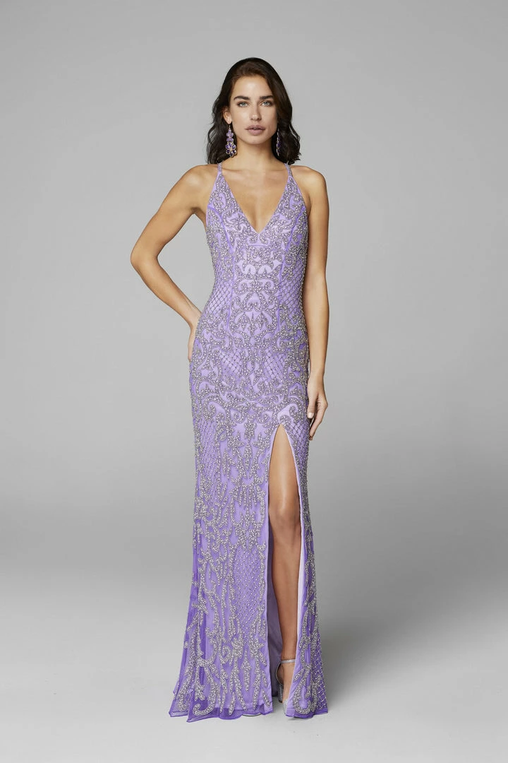 In Stock Primavera Couture 3214 Size 6 Beaded Prom Dress Lilac Side Slit Long Formal Evening Gown 53 In Stock Primavera Couture 3214 Size 6 Beaded Prom Dress Lilac Side Slit Long Formal Evening Gown