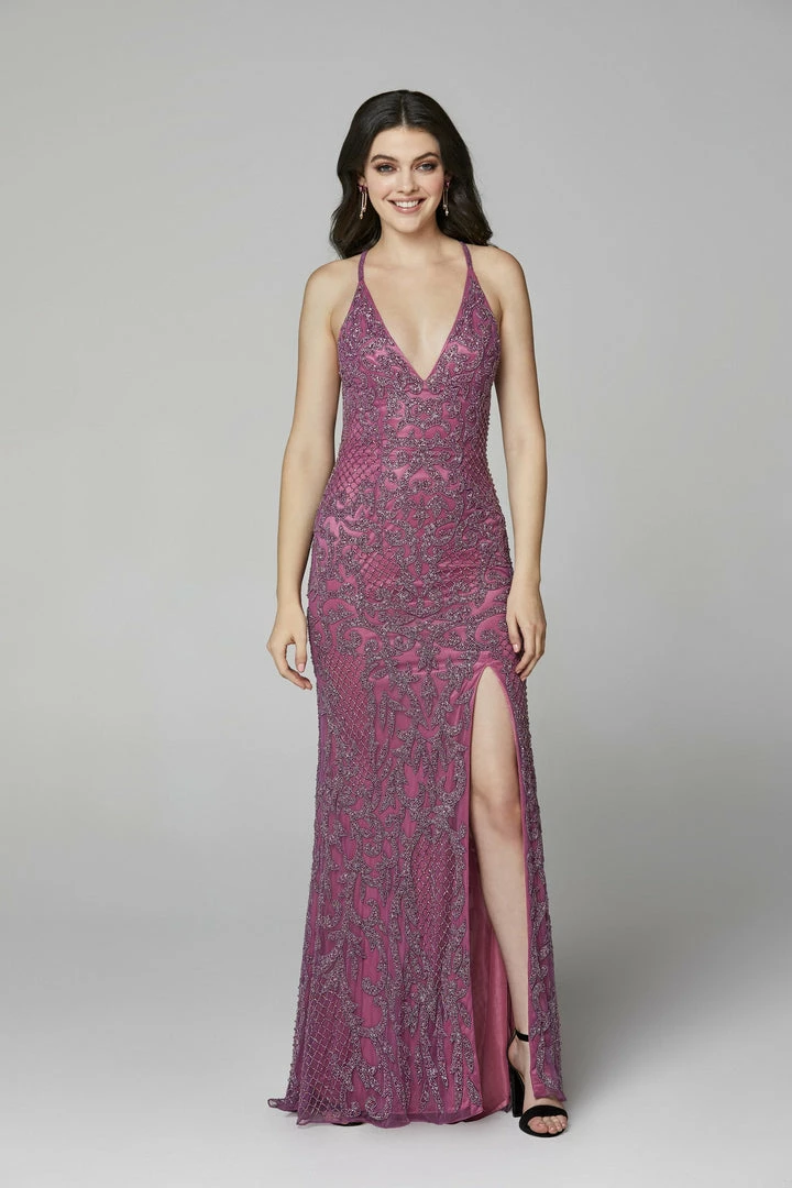 In Stock Primavera Couture 3214 Size 6 Beaded Prom Dress Lilac Side Slit Long Formal Evening Gown 61 In Stock Primavera Couture 3214 Size 6 Beaded Prom Dress Lilac Side Slit Long Formal Evening Gown