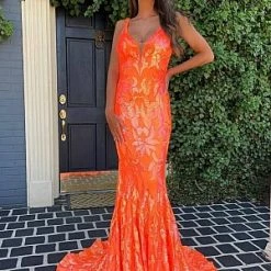 In Stock Jovani 3263 Size 12 Green Multi Long Fitted Mermaid Sequin Prom Dress Pageant Gown V Back