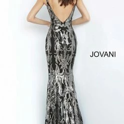 Jovani 3263 Hot Pink Prom Dress Long Fitted Mermaid Sequin Pageant Gown V Back