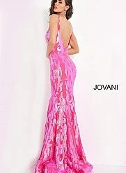 Jovani 3263 Mermaid Demask Sequin Prom Dress Pageant Gown V Back V Neck