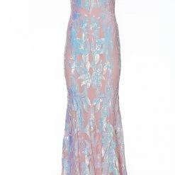 In Stock Jovani 3263 Size 12 Green Multi Long Fitted Mermaid Sequin Prom Dress Pageant Gown V Back