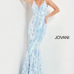 In Stock Mermaid Dresses Jovani 3263 Size 2 Hot Pink Prom Dress Long Fitted Mermaid Sequin Pageant Gown V Back