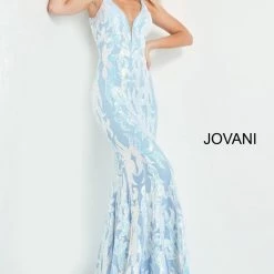 Jovani 3263 Mermaid Demask Sequin Prom Dress Pageant Gown V Back V Neck