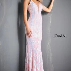 In Stock Mermaid Dresses Jovani 3263 Size 2 Hot Pink Prom Dress Long Fitted Mermaid Sequin Pageant Gown V Back