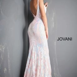 In Stock Mermaid Dresses Jovani 3263 Size 2 Hot Pink Prom Dress Long Fitted Mermaid Sequin Pageant Gown V Back