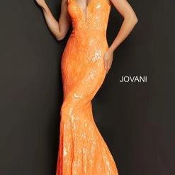 In Stock Jovani 3263 Size 12 Green Multi Long Fitted Mermaid Sequin Prom Dress Pageant Gown V Back