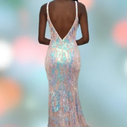 In Stock Mermaid Dresses Jovani 3263 Size 2 Hot Pink Prom Dress Long Fitted Mermaid Sequin Pageant Gown V Back