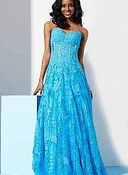 Ballgown Dresses Jovani 14913 Sweetheart Neckline Sheer Embellished Bodice Lace A-line Prom Dress