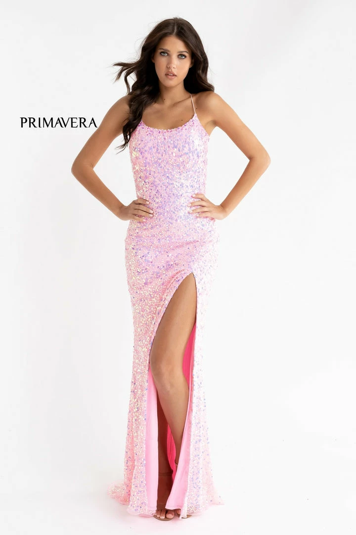 In Stock Primavera Couture 3290 Size 0 Fuchsia Prom Dress Sequins Long Fitted Tie Back Scoop Neckline 113 In Stock Primavera Couture 3290 Size 0 Fuchsia Prom Dress Sequins Long Fitted Tie Back Scoop Neckline