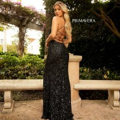 In Stock Primavera Couture 3290 Size 0 Fuchsia Prom Dress Sequins Long Fitted Tie Back Scoop Neckline 227 In Stock Primavera Couture 3290 Size 0 Fuchsia Prom Dress Sequins Long Fitted Tie Back Scoop Neckline