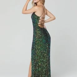 In Stock Corset Dresses Primavera Couture 3290 Size 4 Prom Dress Sequins Long Fitted Tie Back Scoop Neckline