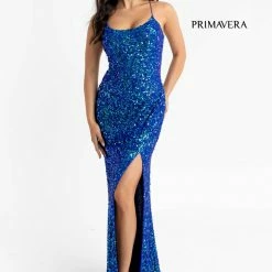 In Stock Primavera Couture 3290 Size 0 Fuchsia Prom Dress Sequins Long Fitted Tie Back Scoop Neckline 224 In Stock Primavera Couture 3290 Size 0 Fuchsia Prom Dress Sequins Long Fitted Tie Back Scoop Neckline