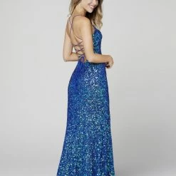 In Stock Primavera Couture 3290 Size 0 Fuchsia Prom Dress Sequins Long Fitted Tie Back Scoop Neckline 142 In Stock Primavera Couture 3290 Size 0 Fuchsia Prom Dress Sequins Long Fitted Tie Back Scoop Neckline