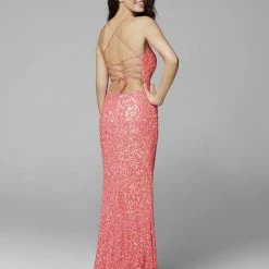 Primavera Couture 3290 Prom Dress Sequins Long Fitted Tie Back Scoop Neckline Corset Dresses