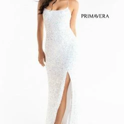 In Stock Primavera Couture 3290 Size 0 Fuchsia Prom Dress Sequins Long Fitted Tie Back Scoop Neckline 217 In Stock Primavera Couture 3290 Size 0 Fuchsia Prom Dress Sequins Long Fitted Tie Back Scoop Neckline