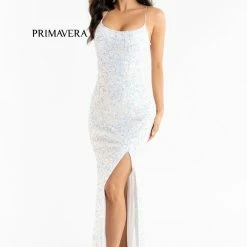 Primavera Couture 3290 Prom Dress Sequins Long Fitted Tie Back Scoop Neckline Corset Dresses