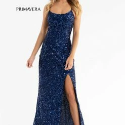 In Stock Primavera Couture 3290 Size 0 Fuchsia Prom Dress Sequins Long Fitted Tie Back Scoop Neckline 213 In Stock Primavera Couture 3290 Size 0 Fuchsia Prom Dress Sequins Long Fitted Tie Back Scoop Neckline