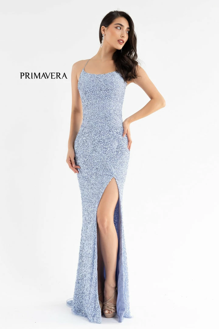 In Stock Primavera Couture 3290 Size 0 Fuchsia Prom Dress Sequins Long Fitted Tie Back Scoop Neckline 91 In Stock Primavera Couture 3290 Size 0 Fuchsia Prom Dress Sequins Long Fitted Tie Back Scoop Neckline