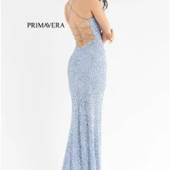 In Stock Primavera Couture 3290 Size 0 Fuchsia Prom Dress Sequins Long Fitted Tie Back Scoop Neckline 203 In Stock Primavera Couture 3290 Size 0 Fuchsia Prom Dress Sequins Long Fitted Tie Back Scoop Neckline