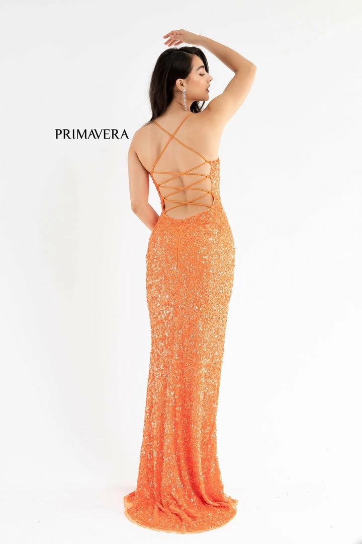 In Stock Primavera Couture 3290 Size 0 Fuchsia Prom Dress Sequins Long Fitted Tie Back Scoop Neckline 84 In Stock Primavera Couture 3290 Size 0 Fuchsia Prom Dress Sequins Long Fitted Tie Back Scoop Neckline