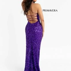 In Stock Primavera Couture 3290 Size 0 Fuchsia Prom Dress Sequins Long Fitted Tie Back Scoop Neckline 193 In Stock Primavera Couture 3290 Size 0 Fuchsia Prom Dress Sequins Long Fitted Tie Back Scoop Neckline