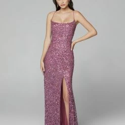 In Stock Primavera Couture 3290 Size 0 Fuchsia Prom Dress Sequins Long Fitted Tie Back Scoop Neckline 121 In Stock Primavera Couture 3290 Size 0 Fuchsia Prom Dress Sequins Long Fitted Tie Back Scoop Neckline
