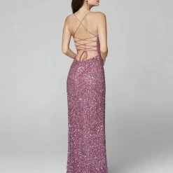 Primavera Couture 3290 Prom Dress Sequins Long Fitted Tie Back Scoop Neckline Corset Dresses