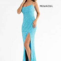 In Stock Primavera Couture 3290 Size 0 Fuchsia Prom Dress Sequins Long Fitted Tie Back Scoop Neckline 125 In Stock Primavera Couture 3290 Size 0 Fuchsia Prom Dress Sequins Long Fitted Tie Back Scoop Neckline