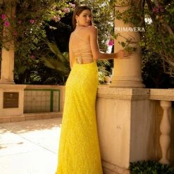 In Stock Primavera Couture 3290 Size 0 Fuchsia Prom Dress Sequins Long Fitted Tie Back Scoop Neckline 181 In Stock Primavera Couture 3290 Size 0 Fuchsia Prom Dress Sequins Long Fitted Tie Back Scoop Neckline