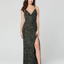 In Stock Primavera Couture 3291 Pink Long Fitted Backless Sequin Prom Dress Formal Evening Gown Size 2