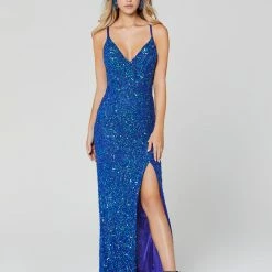Sequin Dresses Primavera Couture 3291 Long Fitted Backless Sequin Prom Dress Formal Evening Gown